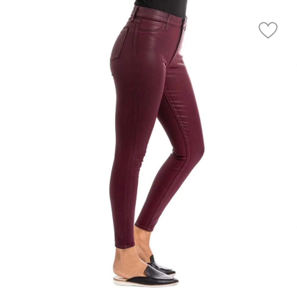 Articles of Society Hilary Burgundy High Rise Coated Skinny Jeans
